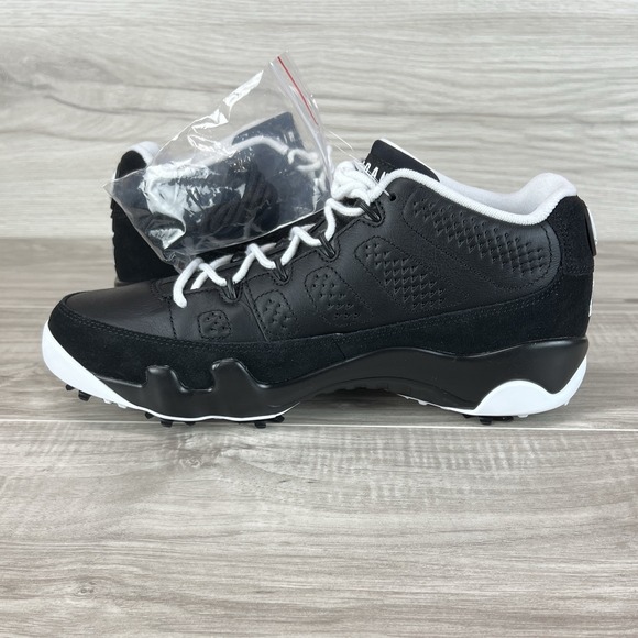 Nike Air Jordan 9 Low G Golf Cleat NGR Barons Mens Sz 8.5 Black White FN6930-001 - Picture 5 of 10